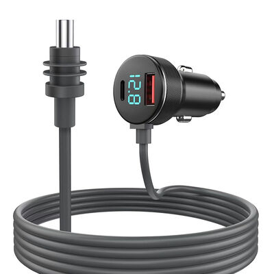 Pengisi Daya Mobil Mini Starlink, Kabel Daya Lebih Ringan 12V-24V dengan Tampilan Digital, Port USB-C PD & USB A QC 3.0 Cocok