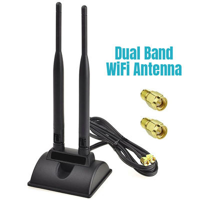 2.4GHz 5GHz Dual Band Aerial Wireless WiFi Communication Antenna SMA Magnet Base untuk PCI-E Network Card USB Adapter Router