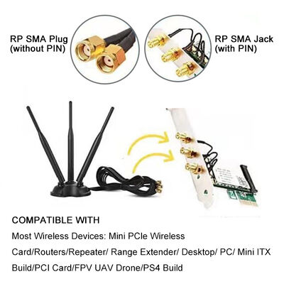 Antena WiFi Omni Gain Tinggi Pita Ganda 2.4G 5.8G, Antena Omni 8dBi untuk Router WiFi dan Kartu Jaringan Nirkabel